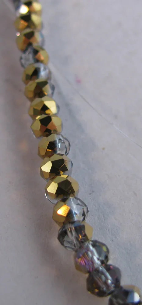 Facetterade glaspärlor - Grå/Rosa/Guld, 3x2mm, 1 sträng Hilmas Pyssel