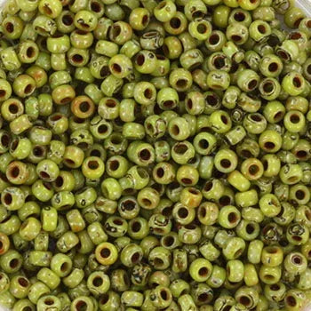Miyuki Seed Beads - Opaque Picasso Chartreuse 11/0, 10 gram Miyuki