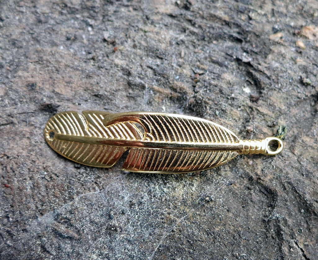 Connector Guldfärgad - Fjäder 41x11mm, 1 styck Grekisk Metall