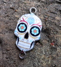 Connector Silverfärgad - Emaljerad Suger Skull, Vit 1 styck Grekisk Metall