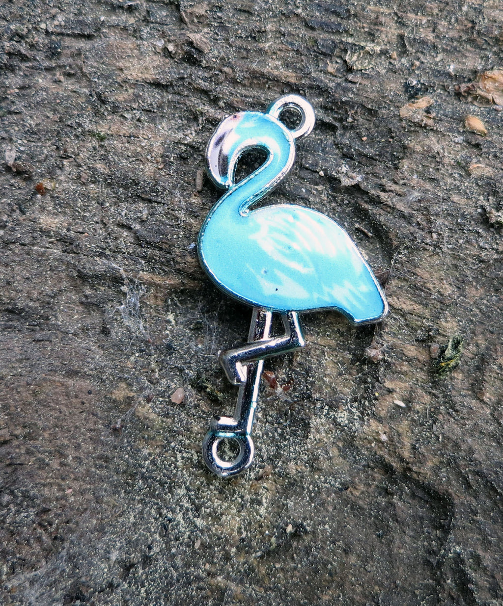 Connector Silverfärgad - Emaljerad Flamingo, Grönturkos 1 styck Grekisk Metall