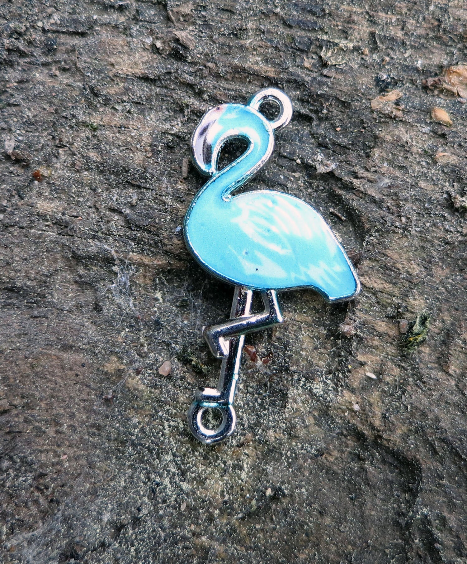 Connector Silverfärgad - Emaljerad Flamingo, Grönturkos 1 styck Grekisk Metall