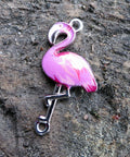 Connector Silverfärgad - Emaljerad Flamingo, Rosa 1 styck Grekisk Metall