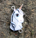 Connector Silverfärgad - Emaljerad Enhörning, Vit 1 styck Grekisk Metall