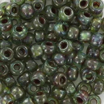 Miyuki Seed Beads - Transparent Picasso Seafoam 6/0, 10g Miyuki