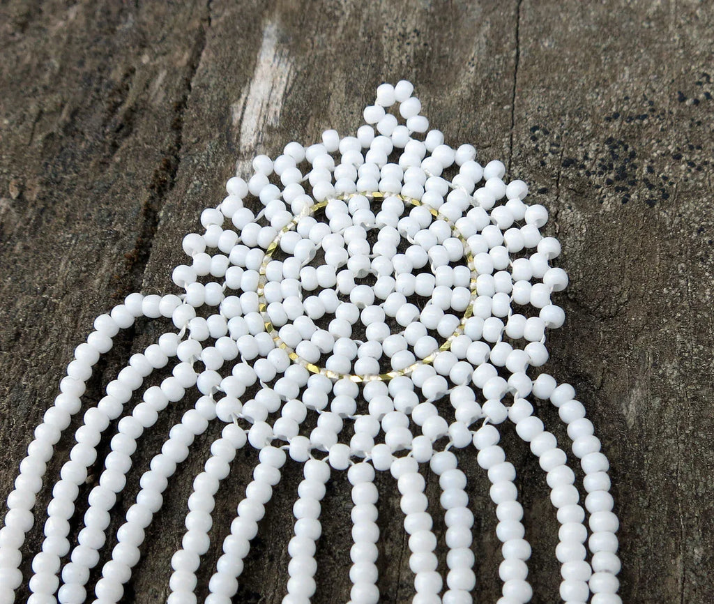 Hänge Seed beads - Drömfångare Vit 100mm 1 styck Hilmas Pyssel