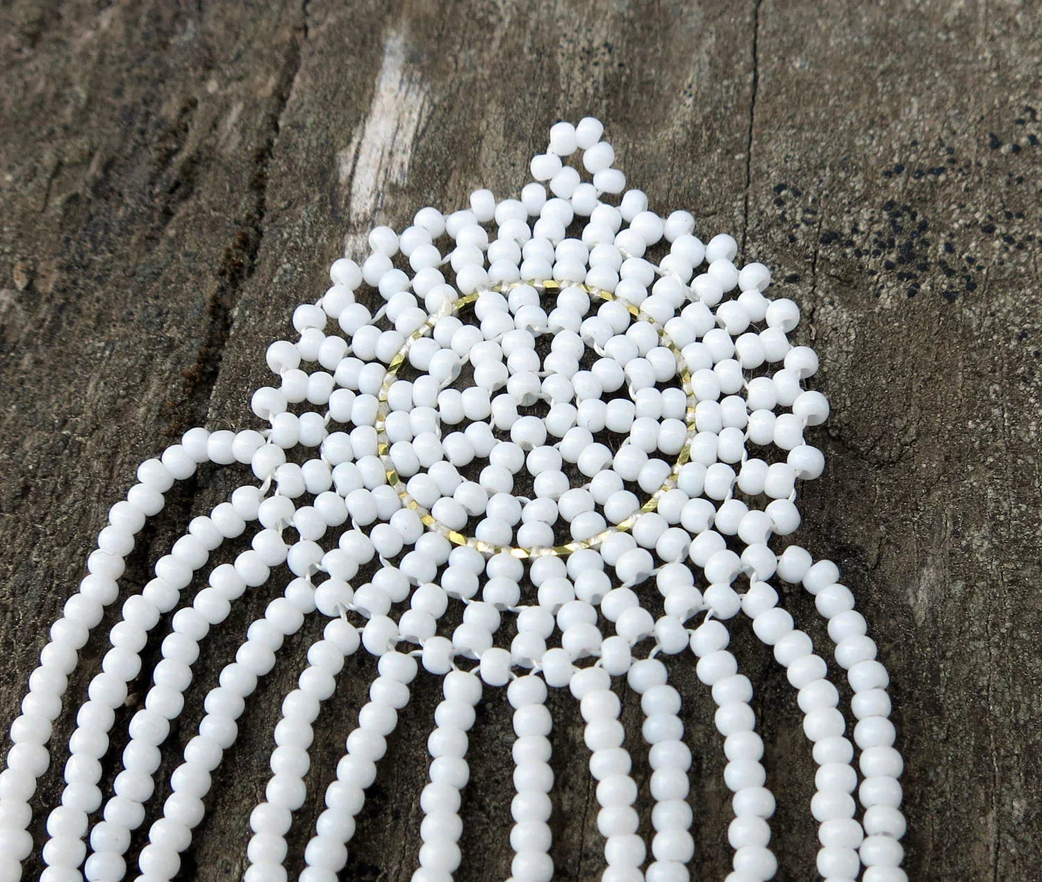 Hänge Seed beads - Drömfångare Vit 100mm 1 styck Hilmas Pyssel