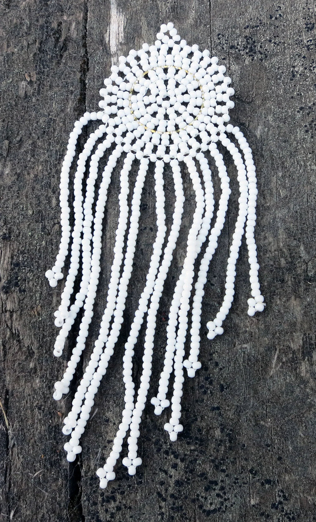 Hänge Seed beads - Drömfångare Vit 100mm 1 styck Hilmas Pyssel