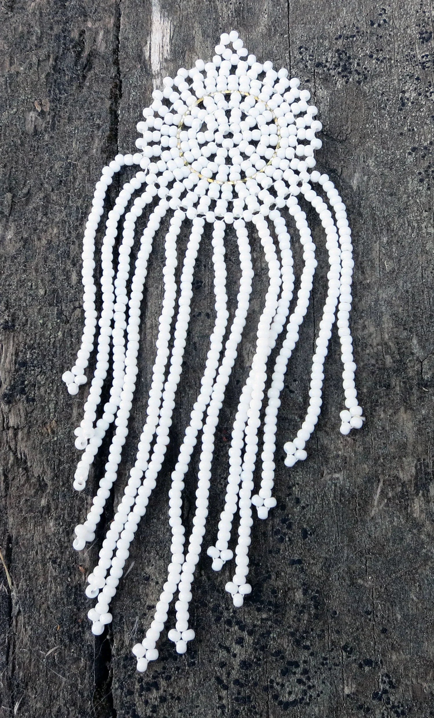 Hänge Seed beads - Drömfångare Vit 100mm 1 styck Hilmas Pyssel