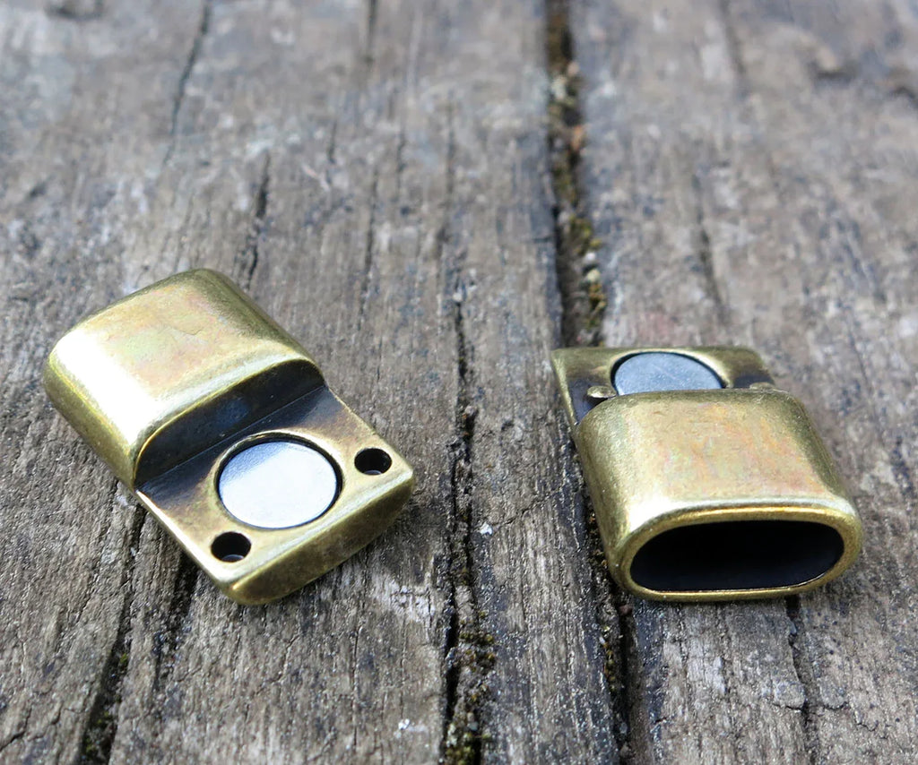 Magnetås Bronsfärgat - Breda Runda band 10x5mm, 1 set Grekisk Metall