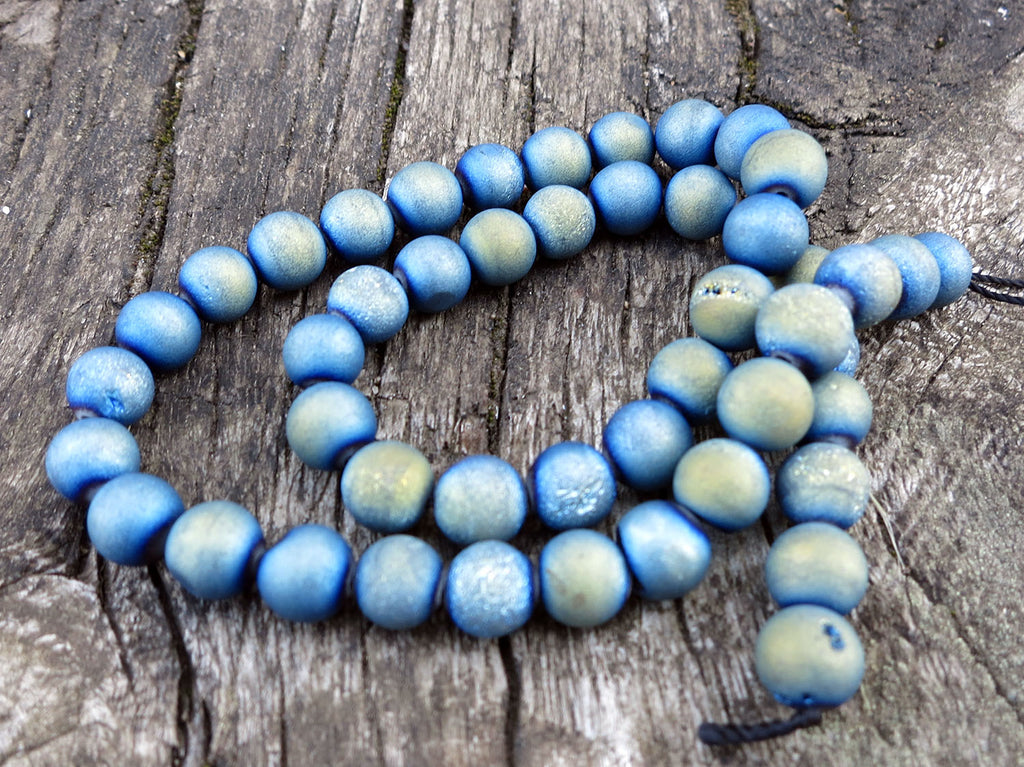 Agat - Rund Matt Turkos 8mm 1 sträng Hilmas Pyssel