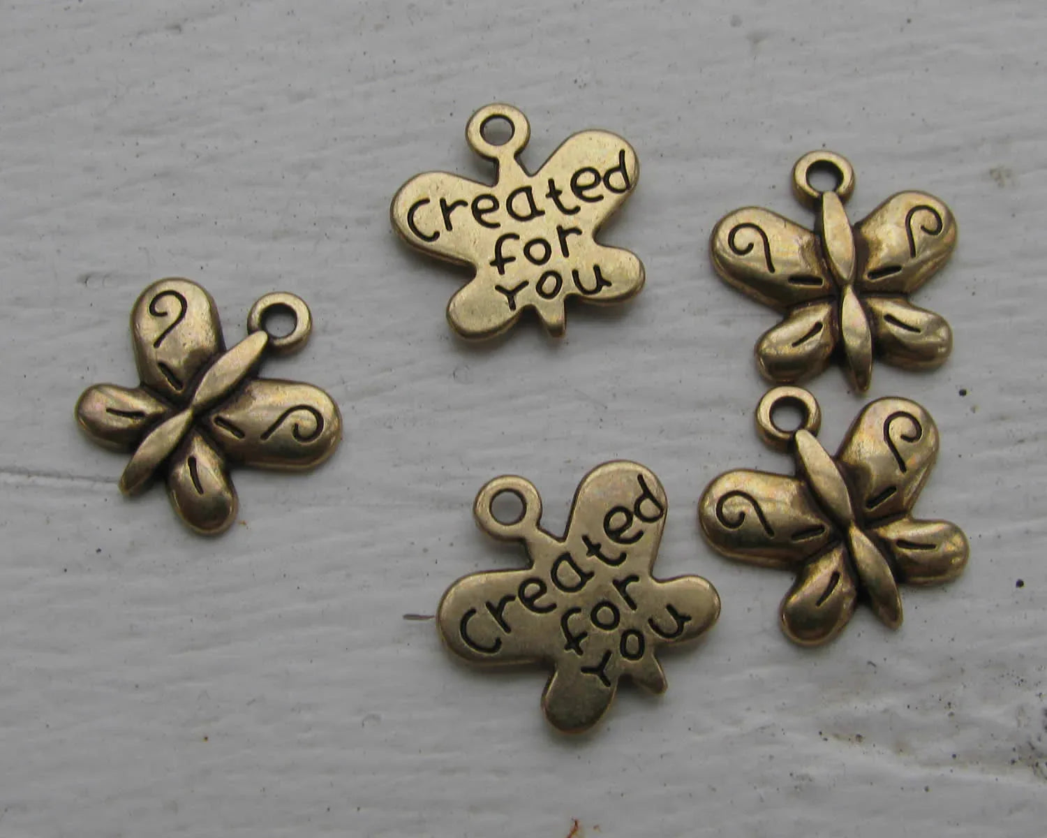 Berlock Bronsfärgade - Fjärilar 13x11mm 5-pack Grekisk Metall