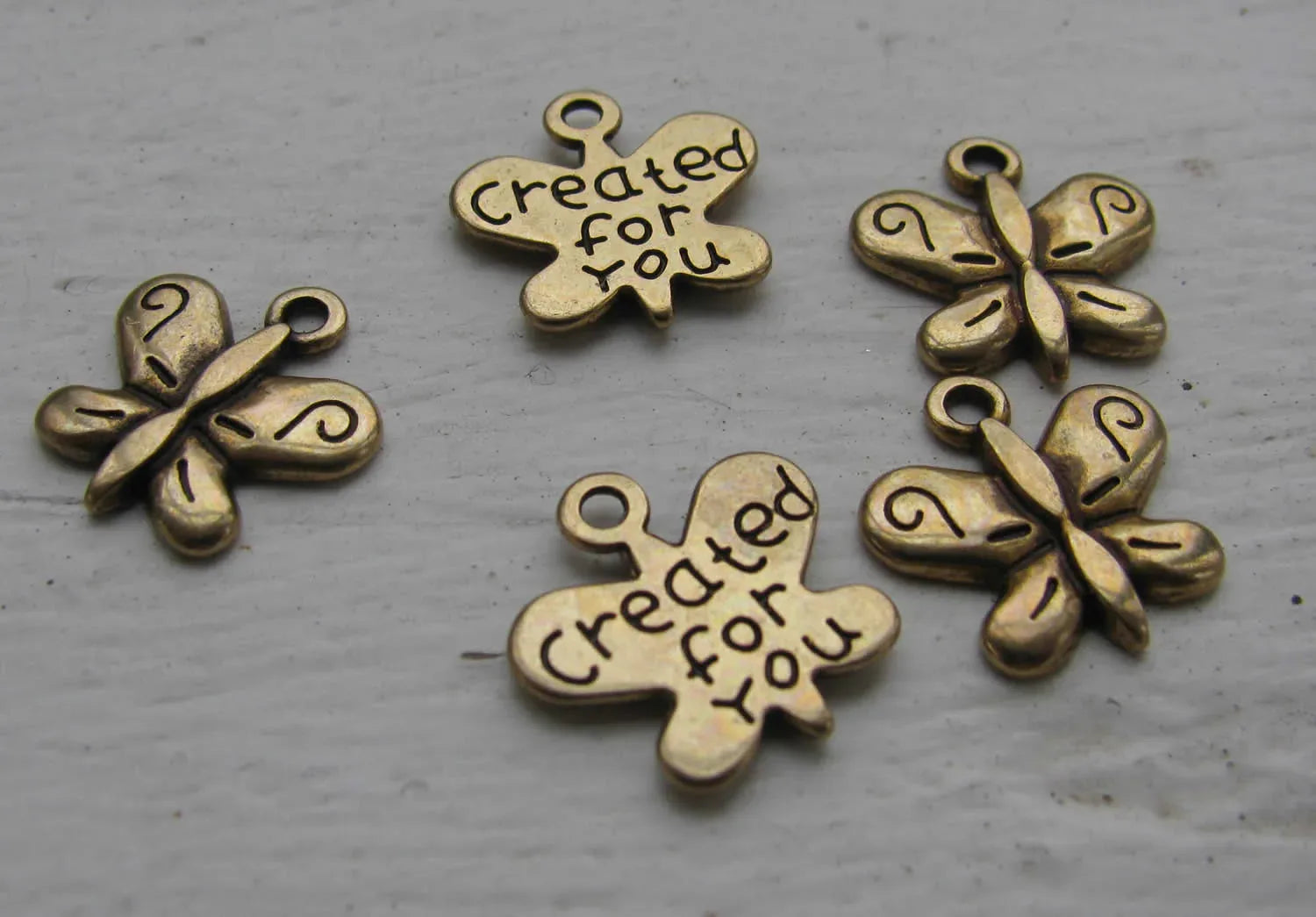 Berlock Bronsfärgade - Fjärilar 13x11mm 5-pack Grekisk Metall