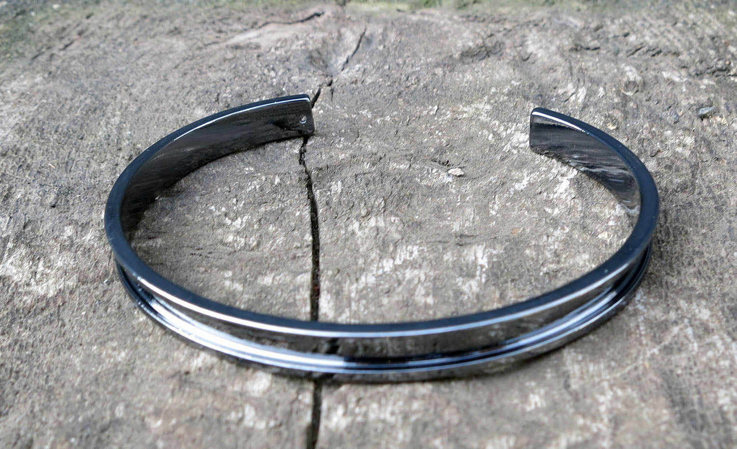 Armbandsstomme Gunmetalfärgad - Breda platta band 3mm, 1 Styck Grekisk Metall