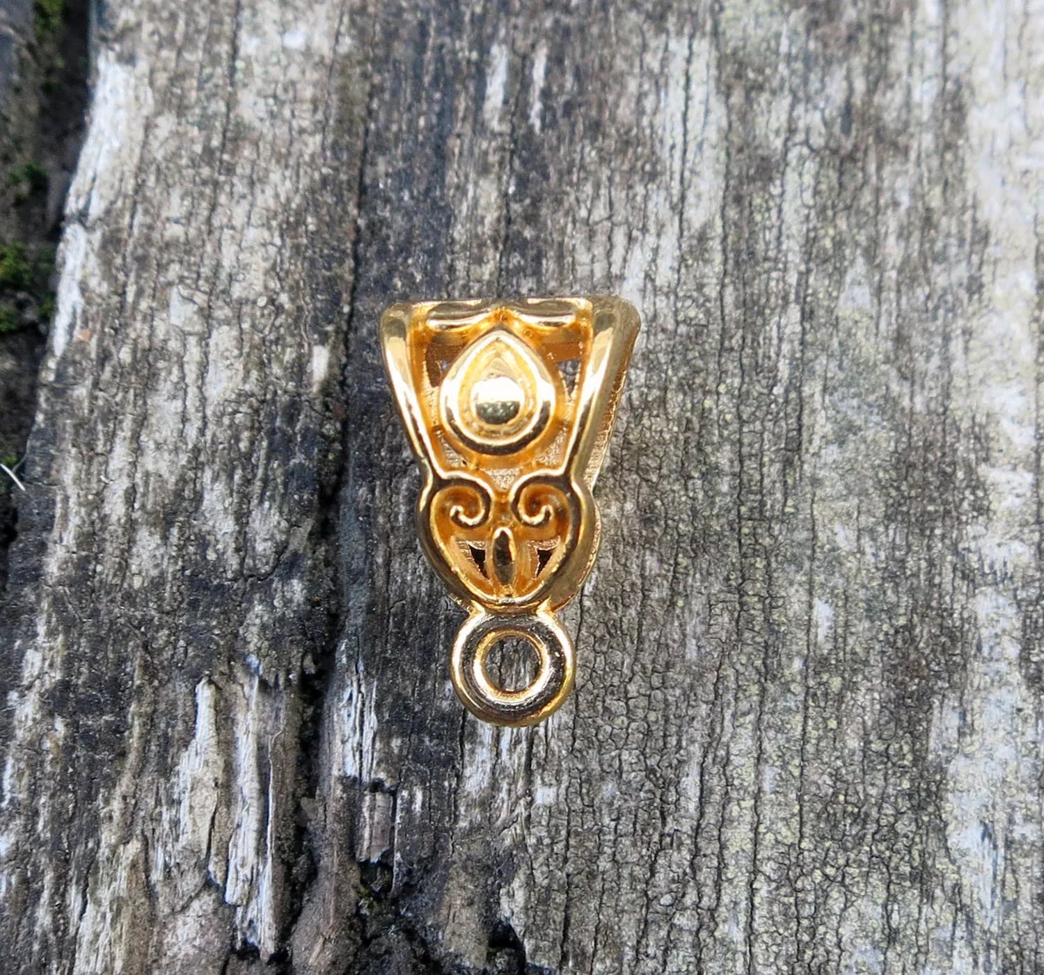 Berlockhållare 24k Guldpläterad - Elegant Större Modell 10x8mm 1 styck Grekisk Metall