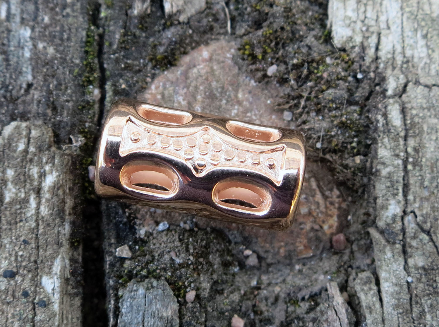 Mellandel Roségfärgad - Tub med hål 7x15mm, 1 styck Grekisk Metall