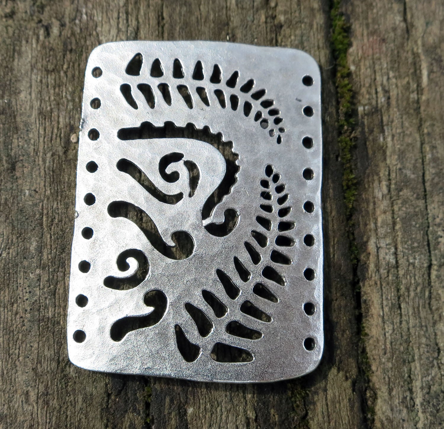 Connector Silverfärgad - Rektangel med Löv 39x28mm 1 styck Grekisk Metall