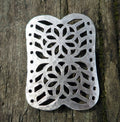 Connector Silverfärgad - Rektangel med 2 blommor 39x29mm 1 styck Grekisk Metall