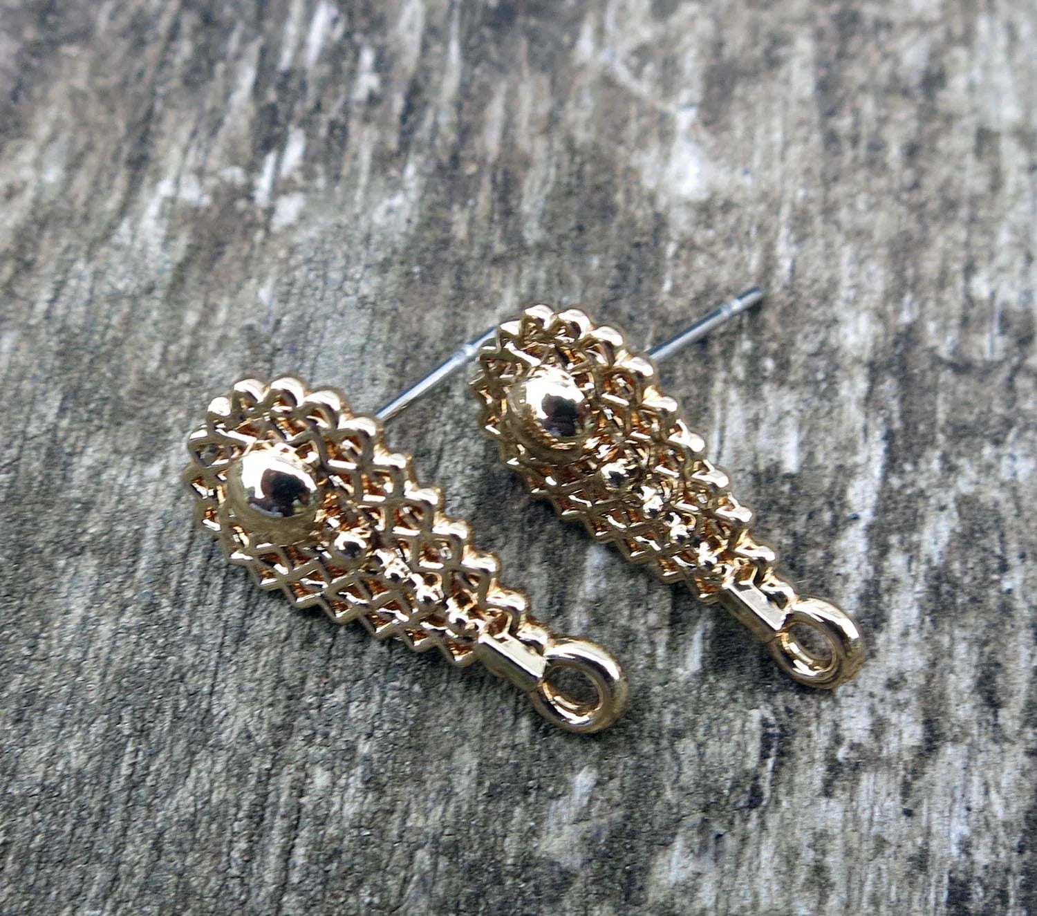 Örstickare guldfärgad - Droppe med ögla 9x14mm, 2-pack Grekisk Metall