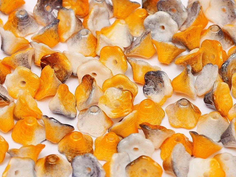 Flower Cup Beads - Chalk White Funky Copper 7x5 mm, 20-pack Hilmas Pyssel