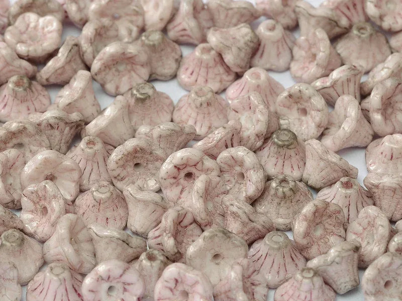 Flower Cup Beads - Chalk White Lila Luster 7x5 mm, 20-pack Hilmas Pyssel