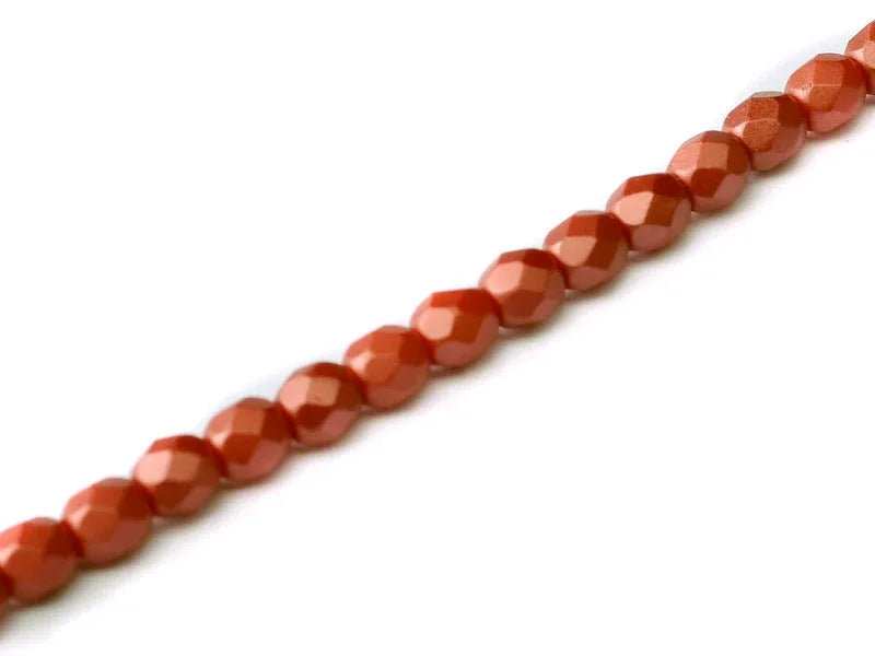 Tjeckiska Firepolish - Pastel Dark Coral 4 mm, 1 sträng Hilmas Pyssel