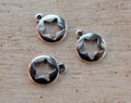 Berlock/hänge Silverfärgad - Rund med Stjärna, 10 mm, 3-pack Grekisk Metall
