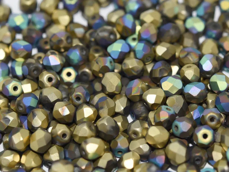 Tjeckiska Firepolish - Glittery Matte Amber 4 mm, 50-pack Hilmas Pyssel