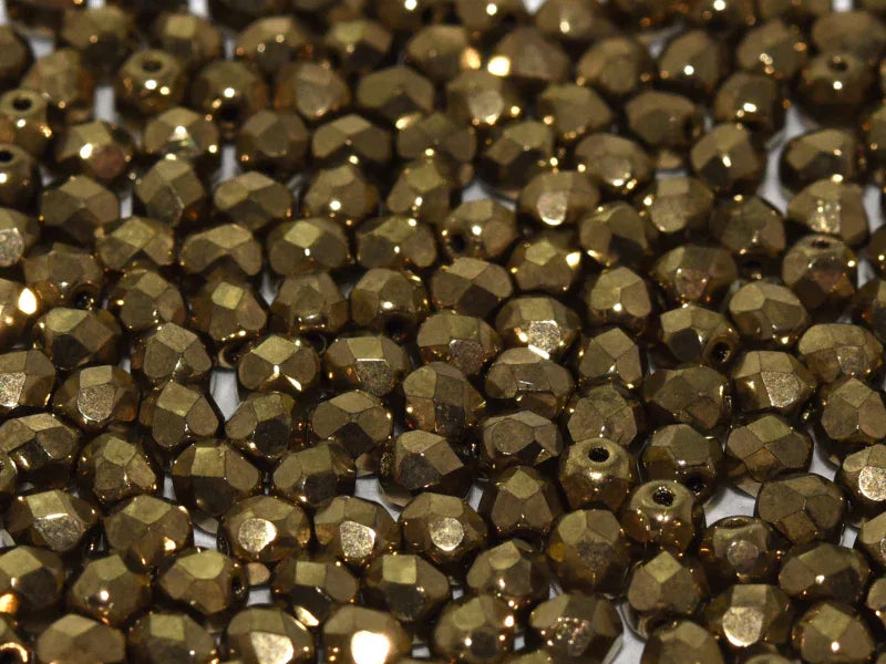 Tjeckiska Firepolish - Jet Gold 4 mm, 50-pack Hilmas Pyssel
