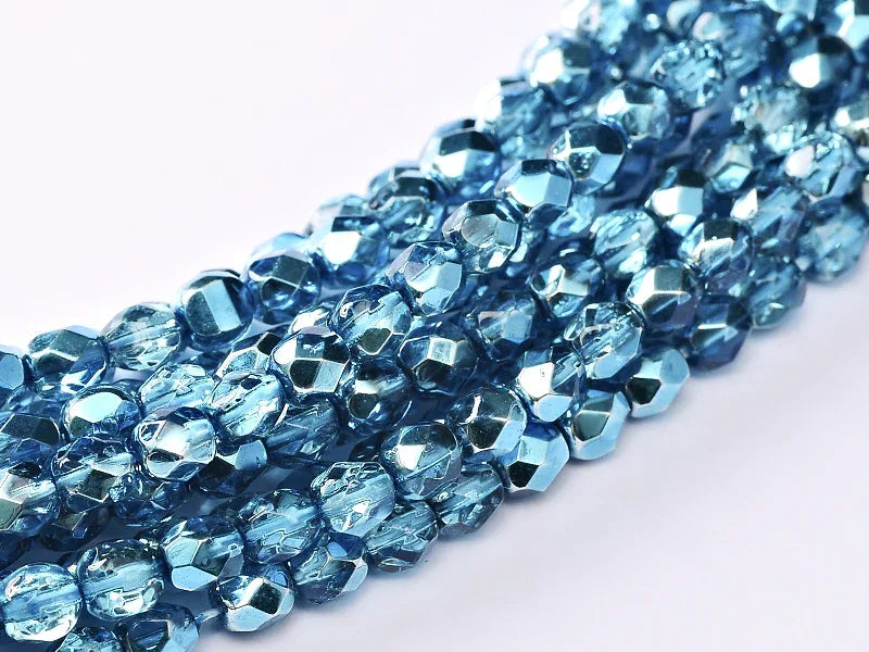 Tjeckiska Firepolish - Crystal Aqua Metallic Ice 3mm, 150-pack Hilmas Pyssel