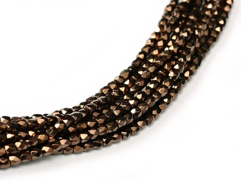 Tjeckiska Firepolish - Jet Bronze 2mm, 1 sträng Hilmas Pyssel