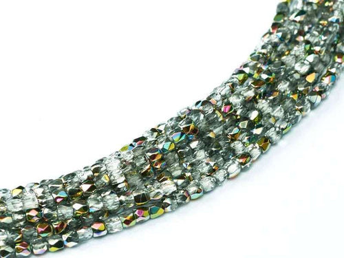 Tjeckiska Firepolish - Crystal Vitrail 2mm, 1 sträng Hilmas Pyssel