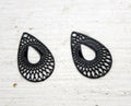 Berlock Svart - Mönstrad Droppe 20x12,5mm, 2 pack Grekisk Metall