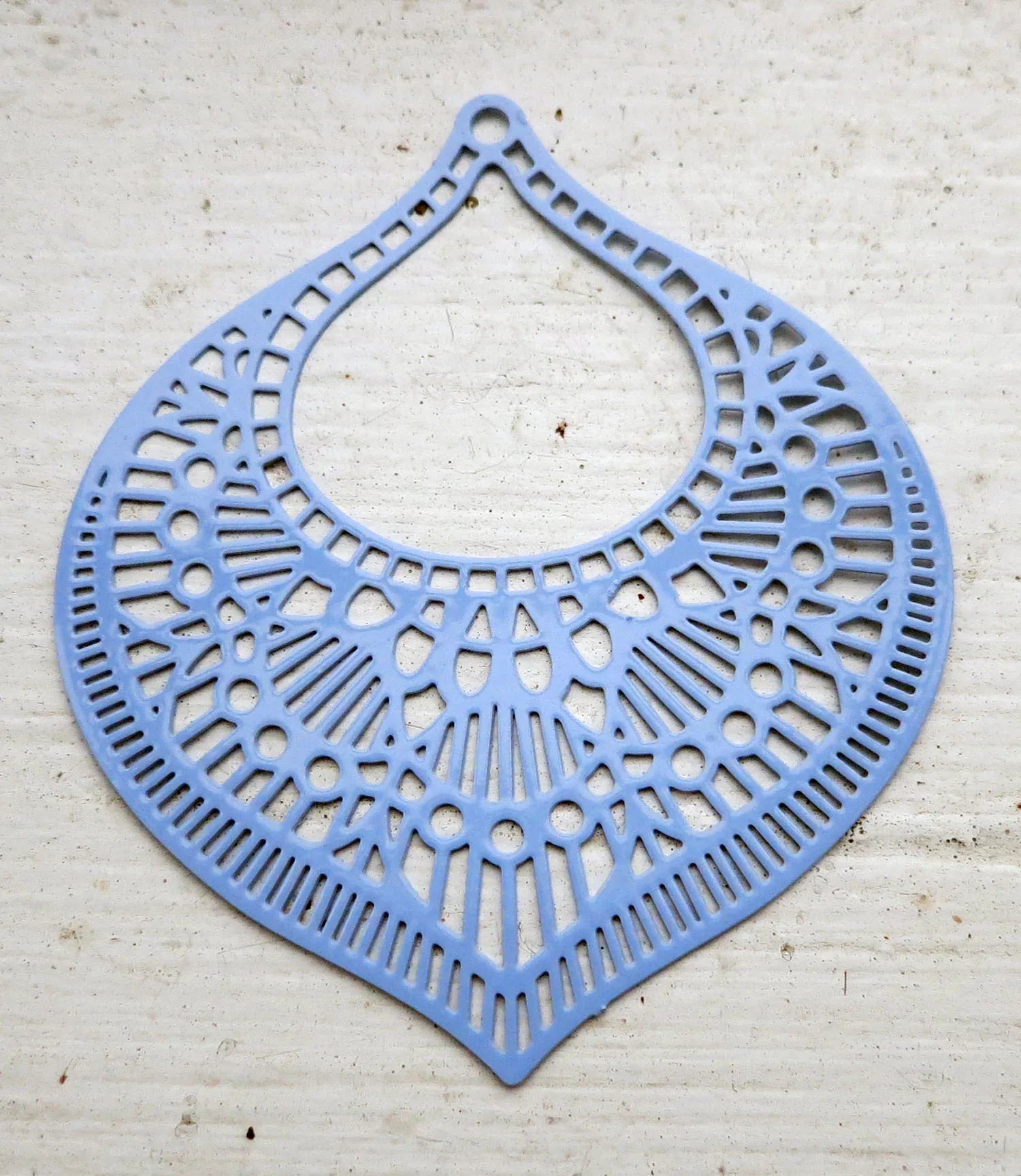 Berlock Ljusblå - Stor Rund Droppe 60x47mm 1 styck Grekisk Metall