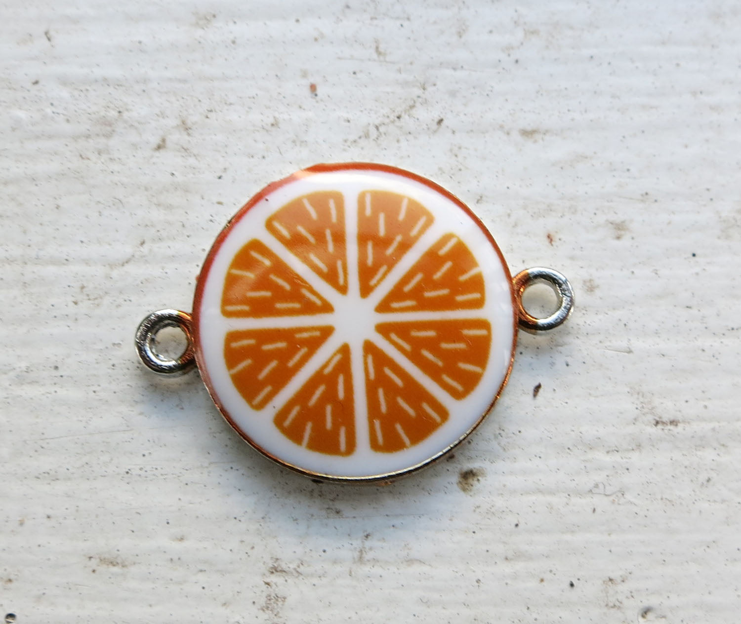 Connector Silverfärgad - Emaljerad Apelsin 1 styck Grekisk Metall