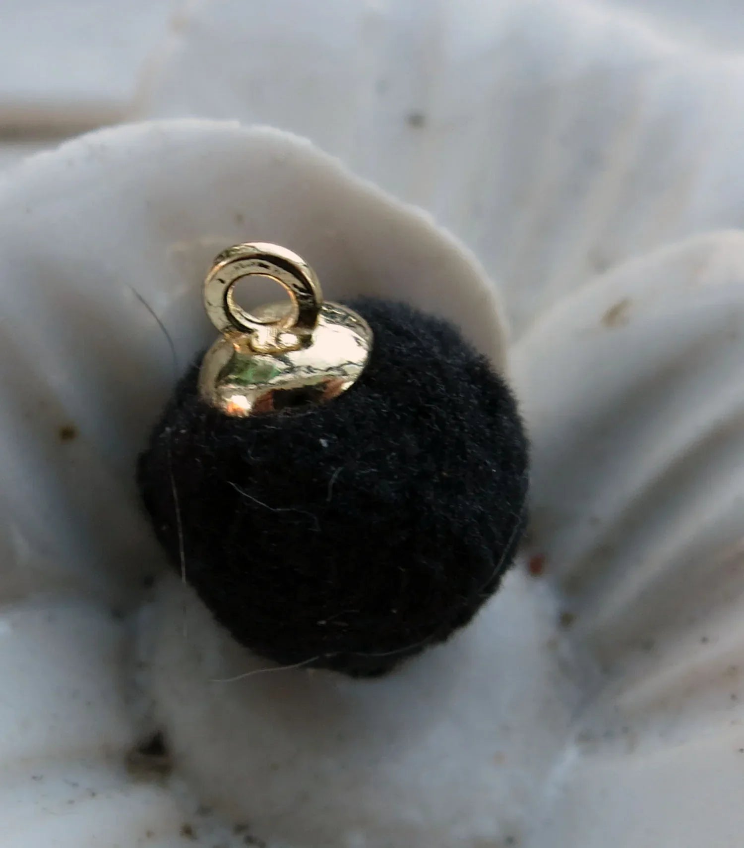 Hänge Boll - Sammet Svart 10mm 1 styck Grekisk Metall