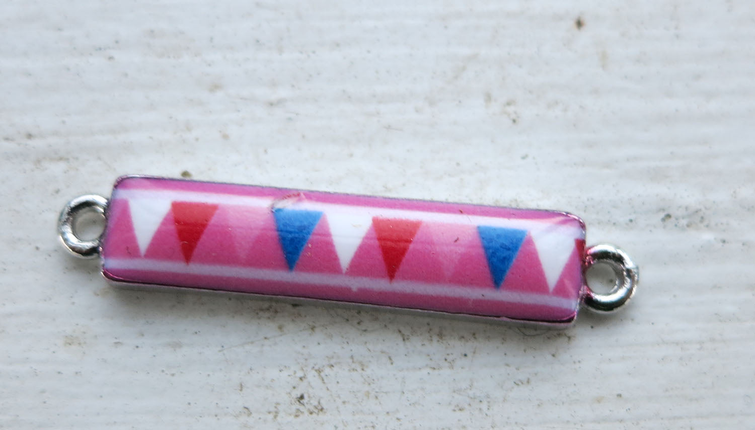 Connector Silverfärgad - Emaljerad Rektangel Rosa 1 styck Grekisk Metall