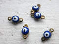 Connector Bronsfärgad - Emaljerad Onda Ögat, Blå 4mm 5-pack Grekisk Metall