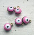 Berlock Bronsfärgad - Emaljerad Onda Ögat, Rosa 6mm 5-pack Grekisk Metall
