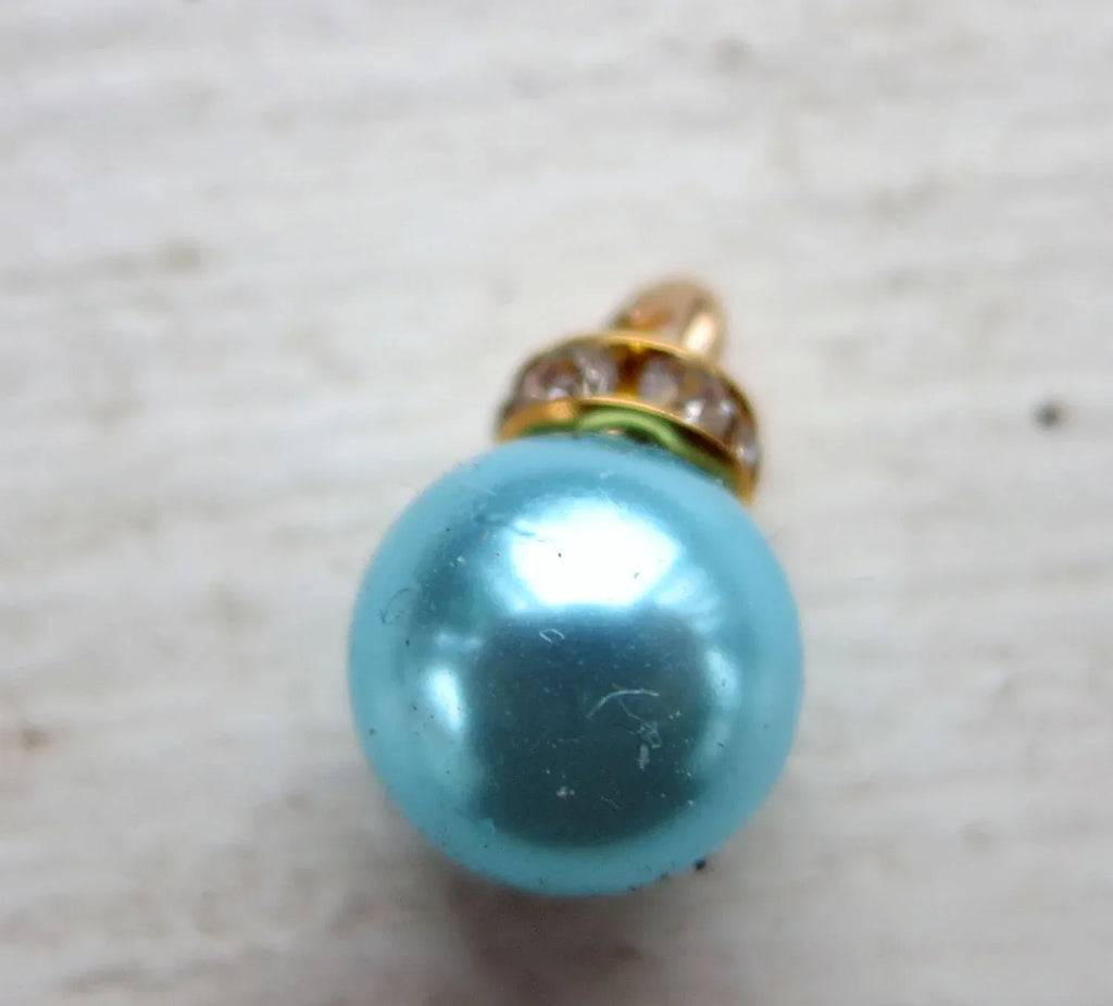 Hänge Akryl - Pärla med Strassrondell Turkos 10mm 1 styck Grekisk Metall