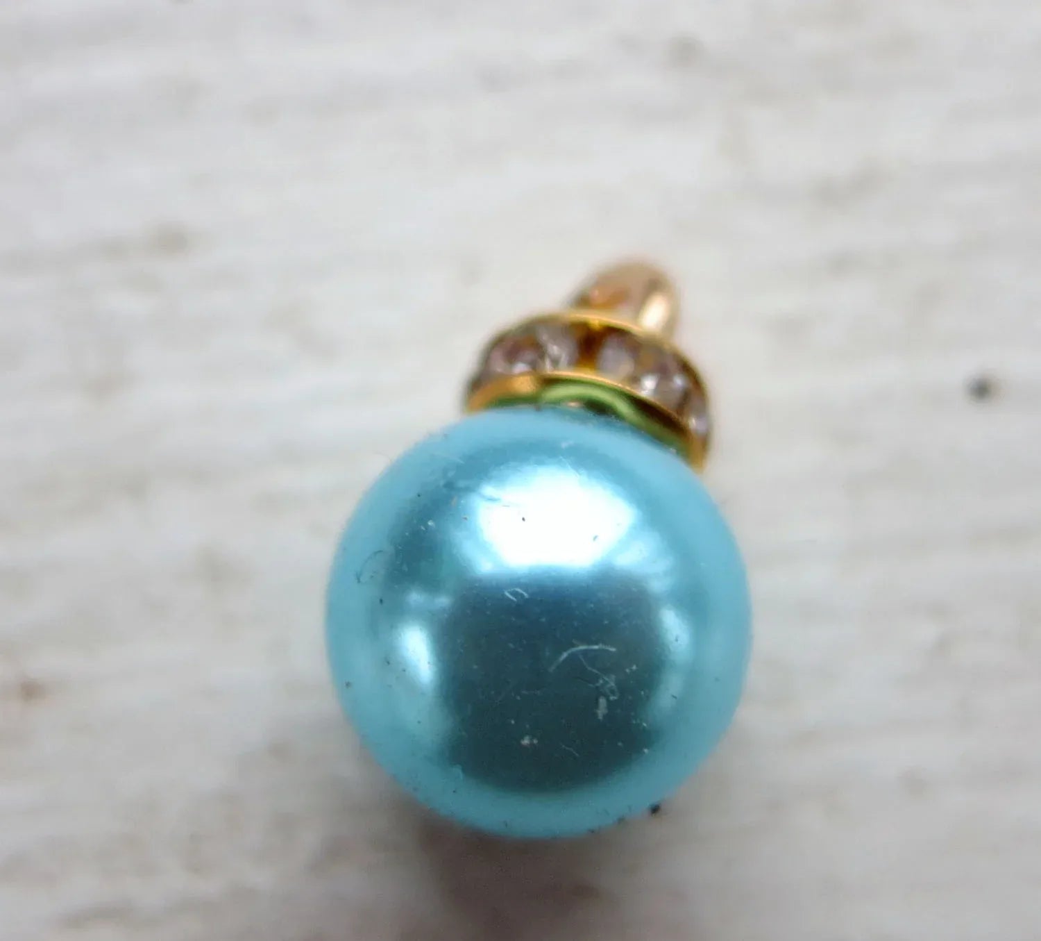 Hänge Akryl - Pärla med Strassrondell Turkos 10mm 1 styck Grekisk Metall