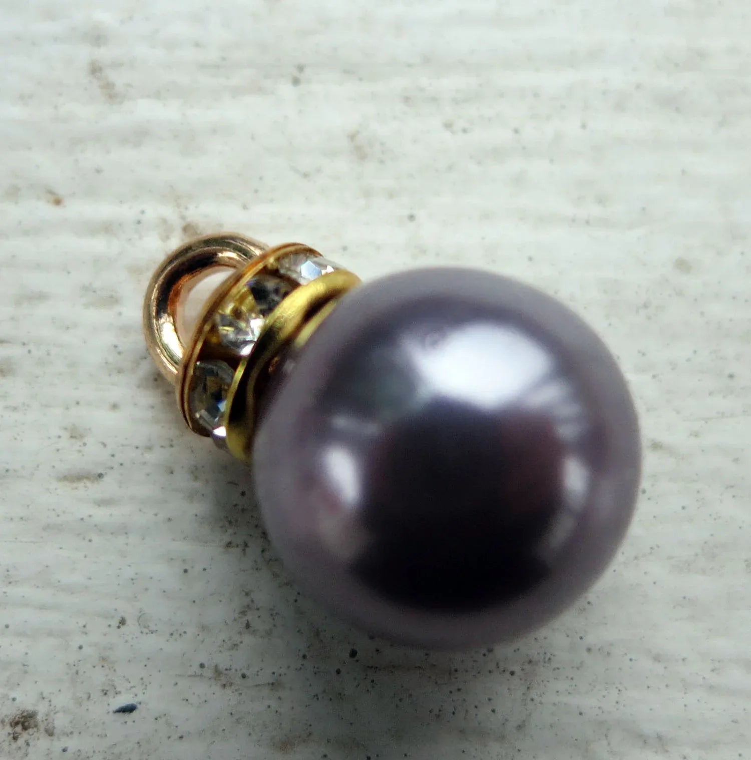 Hänge Akryl - Pärla med Strassrondell Grålila 10mm 1 styck Grekisk Metall