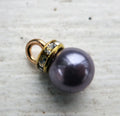 Hänge Akryl - Pärla med strassrondell Grålila 8mm 1 styck Grekisk Metall