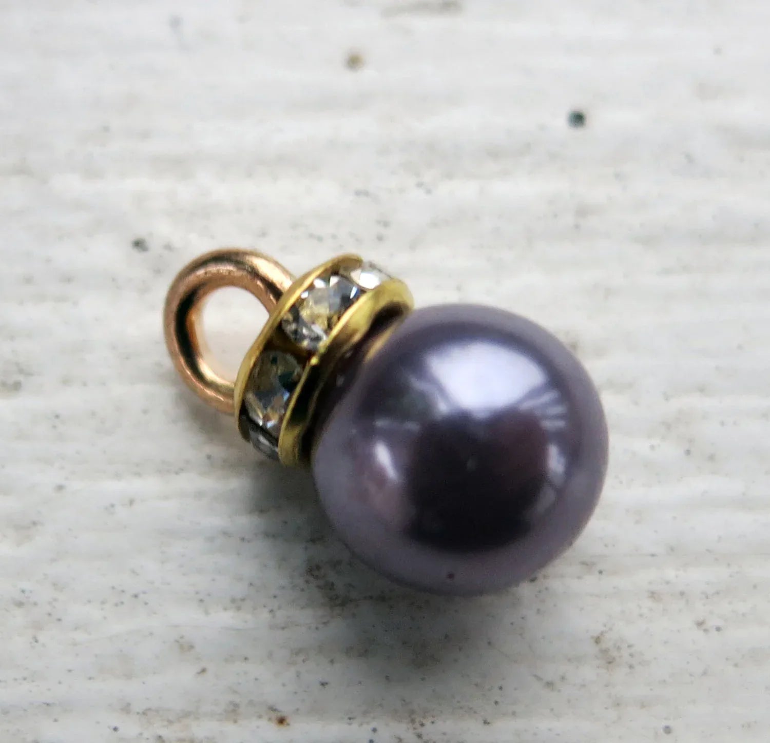 Hänge Akryl - Pärla med strassrondell Grålila 8mm 1 styck Grekisk Metall