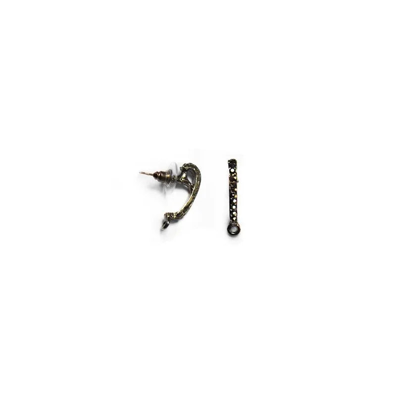 Örstickare Gunmetalfärgad - Streck med Strasstenar 7x23mm, 2-pack Grekisk Metall