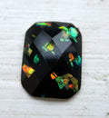 Cabochon av Resin - Facetterad Rektangulär Svart 20x15mm 1 styck Hilmas Pyssel