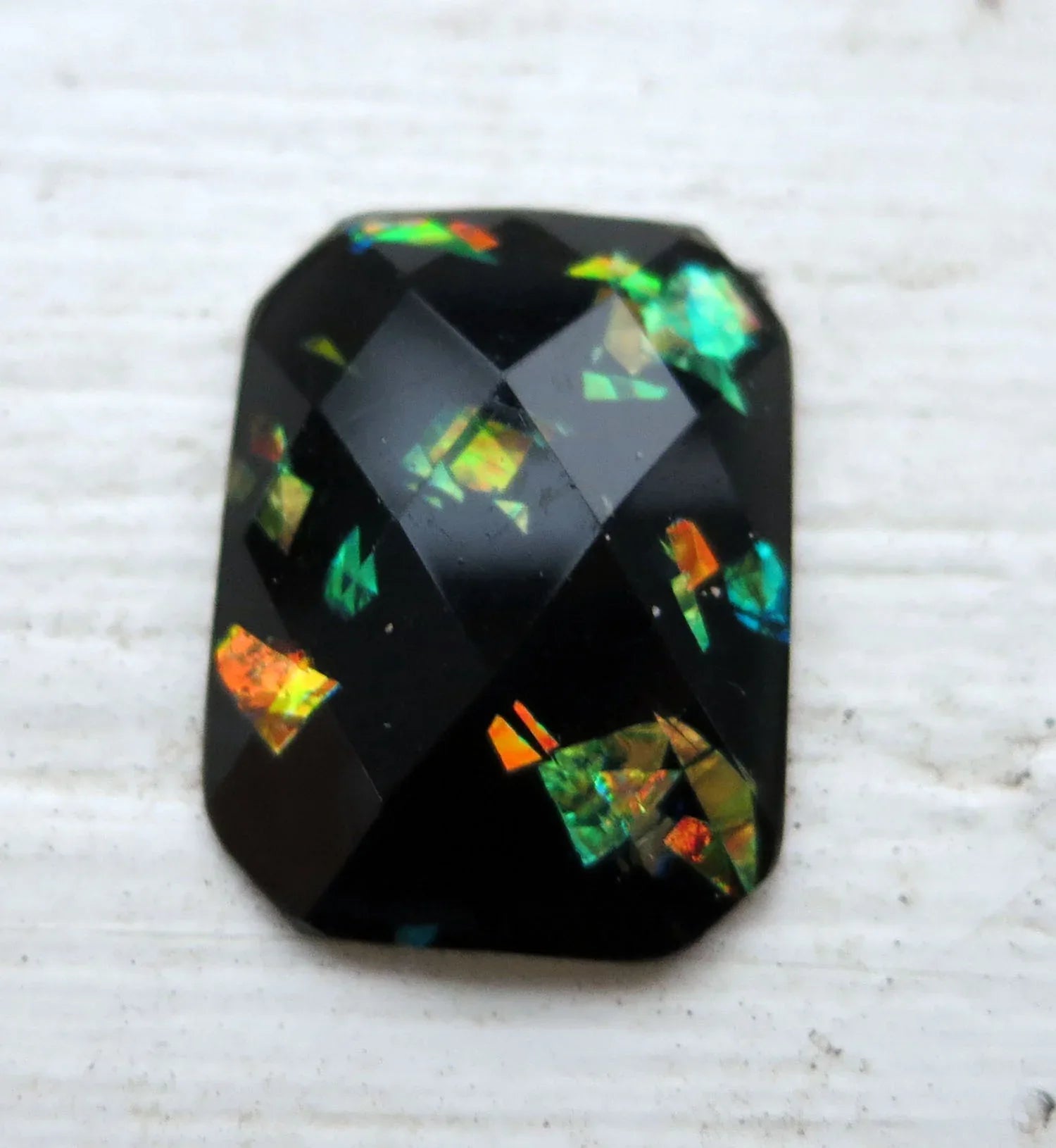 Cabochon av Resin - Facetterad Rektangulär Svart 20x15mm 1 styck Hilmas Pyssel