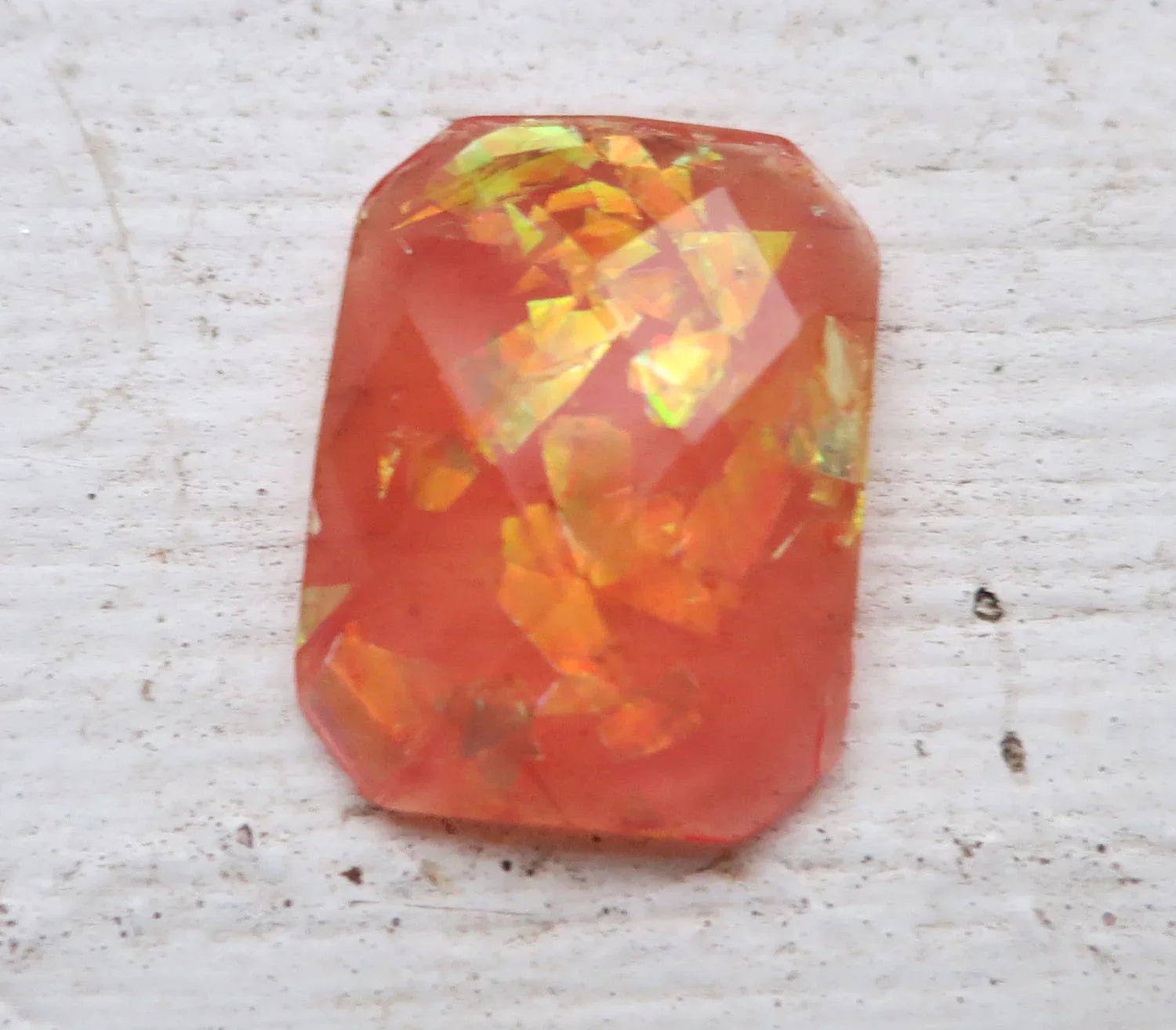 Cabochon av Resin - Facetterad Rektangulär Orange 20x15mm 1 styck Hilmas Pyssel