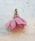 Tyg Tofs - Rund Rosa 16mm 1 styck Grekisk Metall