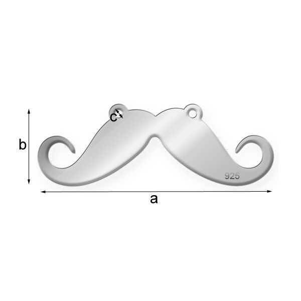 Connector 925 Silver 24K Gold - Mustasch, 30mm 1 styck Hilmas Pyssel